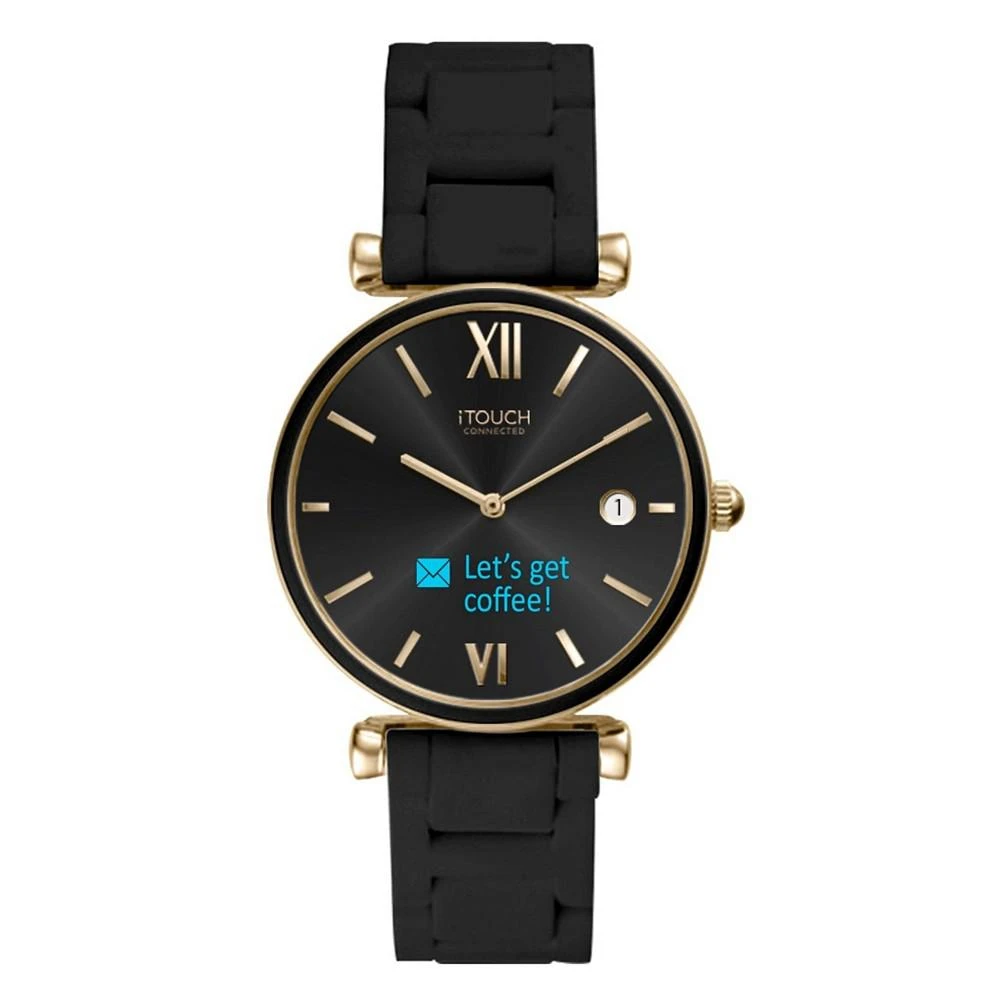 iTouch Connected Women's Hybrid Smartwatch Fitness Tracker: Gold Case with Black Metal Strap 38mm 1