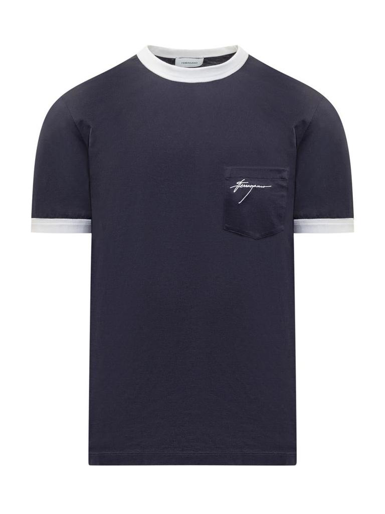 Salvatore Ferragamo☆ カットソー　半袖Tシャツ Crew neck T-shirt with printed signature - Men | Ferragamo