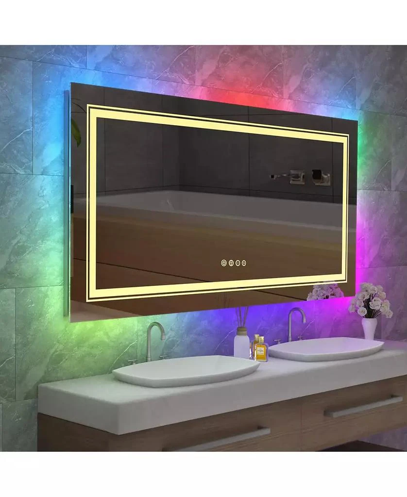 LUVODI 23.6x31.5 in LED  Bathroom Wall Mirror RGB Touch Anti Fog Multicolor Dimmable 8