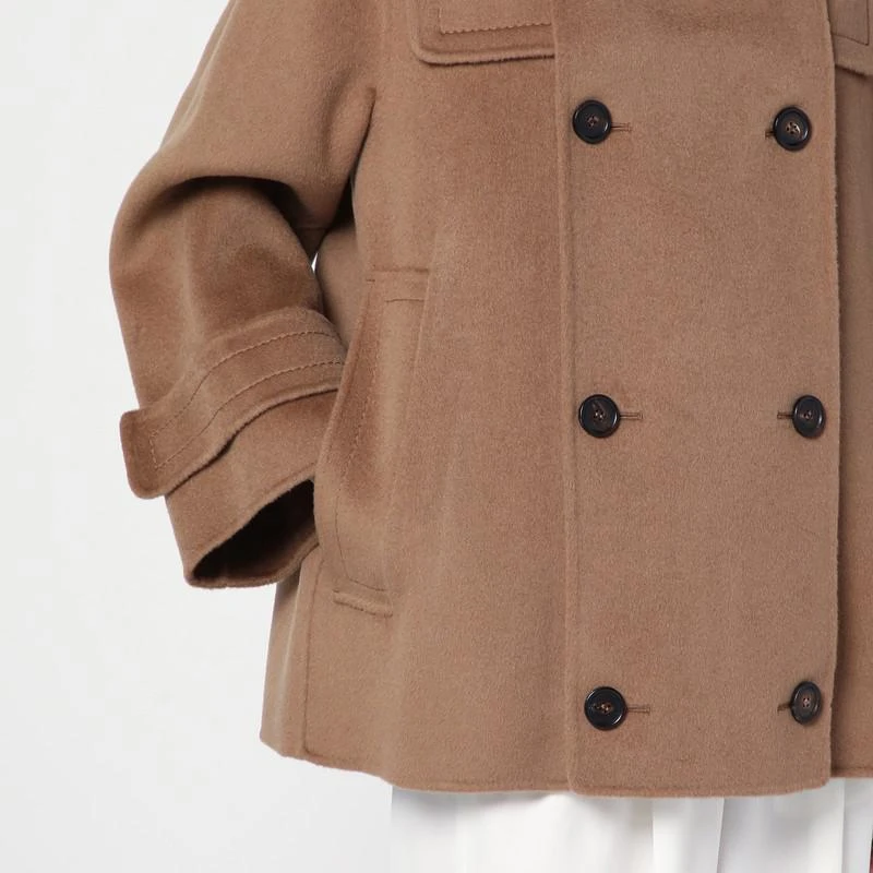 Max Mara Short light brown double-breasted wool coat 5