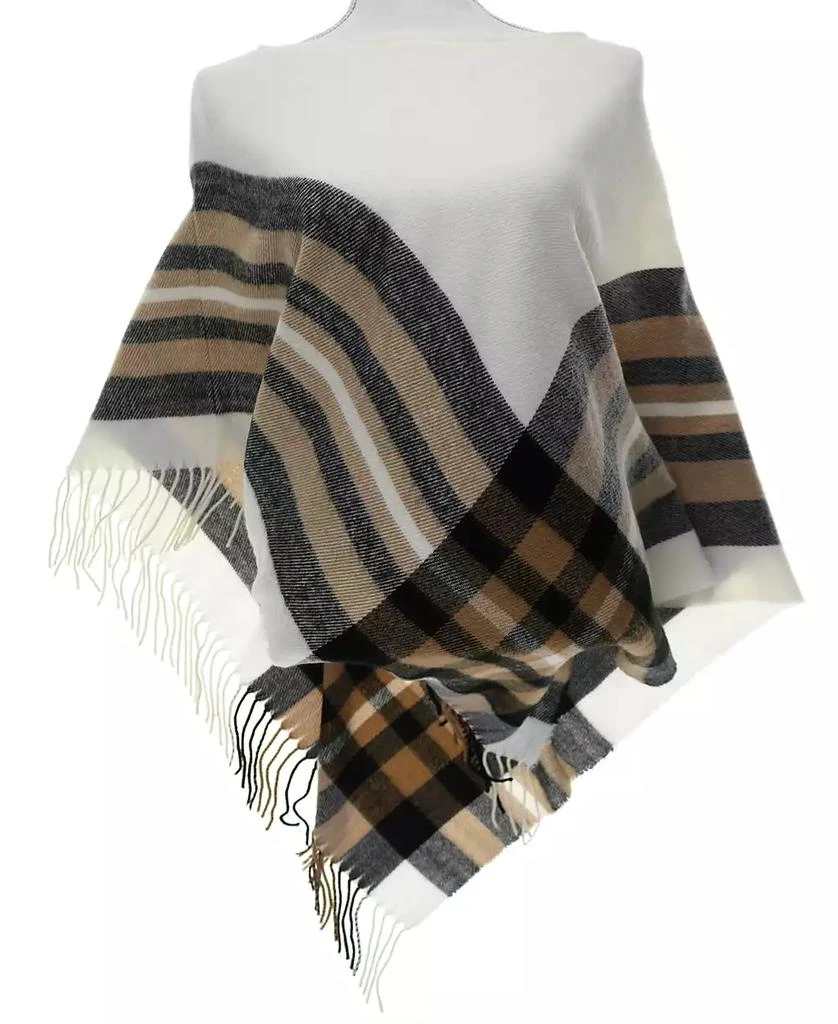 Fraas Women
s Plaid Brushed Poncho Sweater, Created for Macy
s