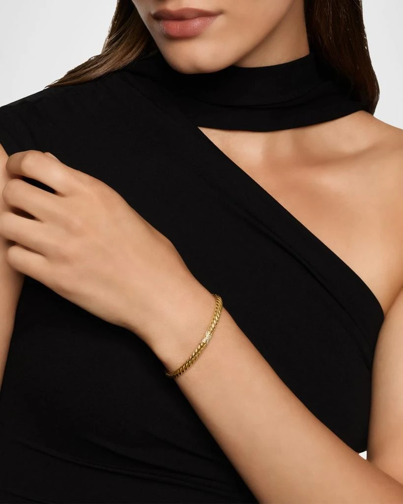 David Yurman Sculpted Cable X Bracelet with Diamonds in 18K Gold, 4.6mm 2