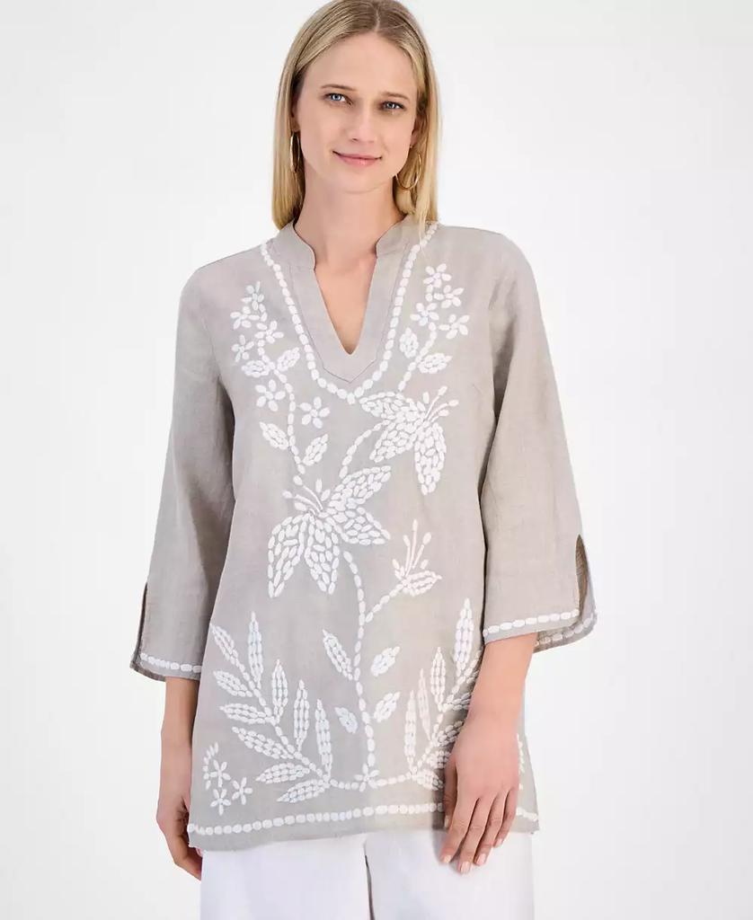 Charter Club Women's 100% Linen 3/4-Sleeve Tunic Top, Exclusively at Macy's
