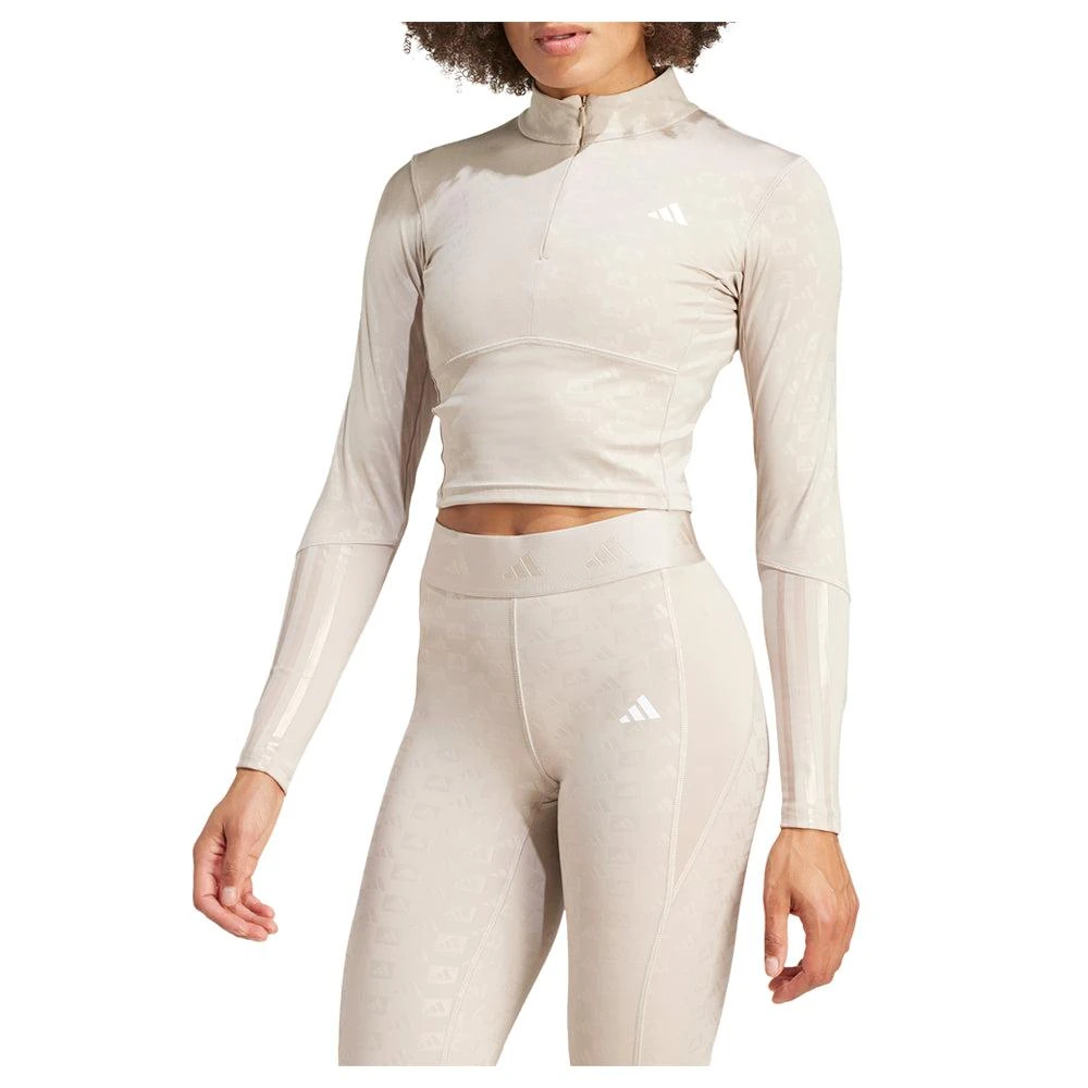 Adidas Hyperglam Training Mock Neck Long Sleeve Quarter Zip Pullover Top