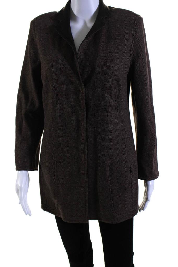 Akris Women's Long Sleeves Lined Button Up Herringbone Jacket Brown
