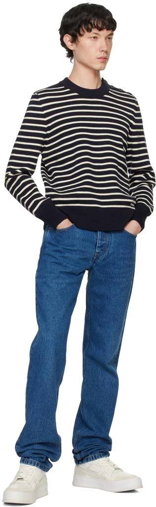 AMI Navy & White Striped Sweater 4
