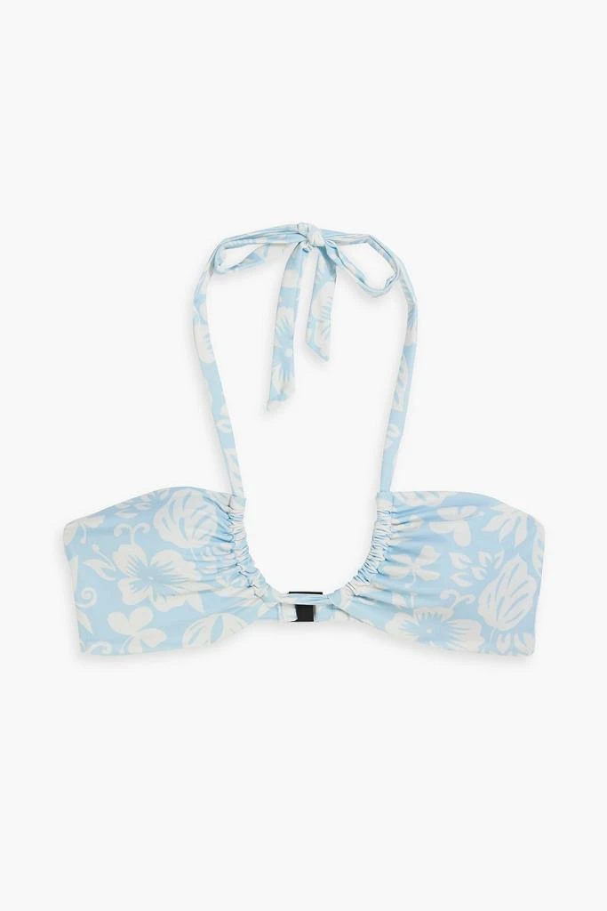 Onia Ruched floral-print halterneck bikini top 1