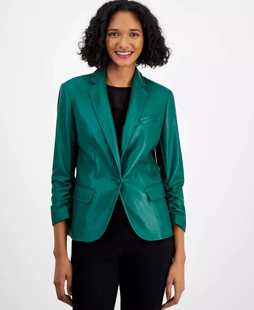 Bar III Women's Faux-Leather One-Button Blazer, Created for Macy's 1