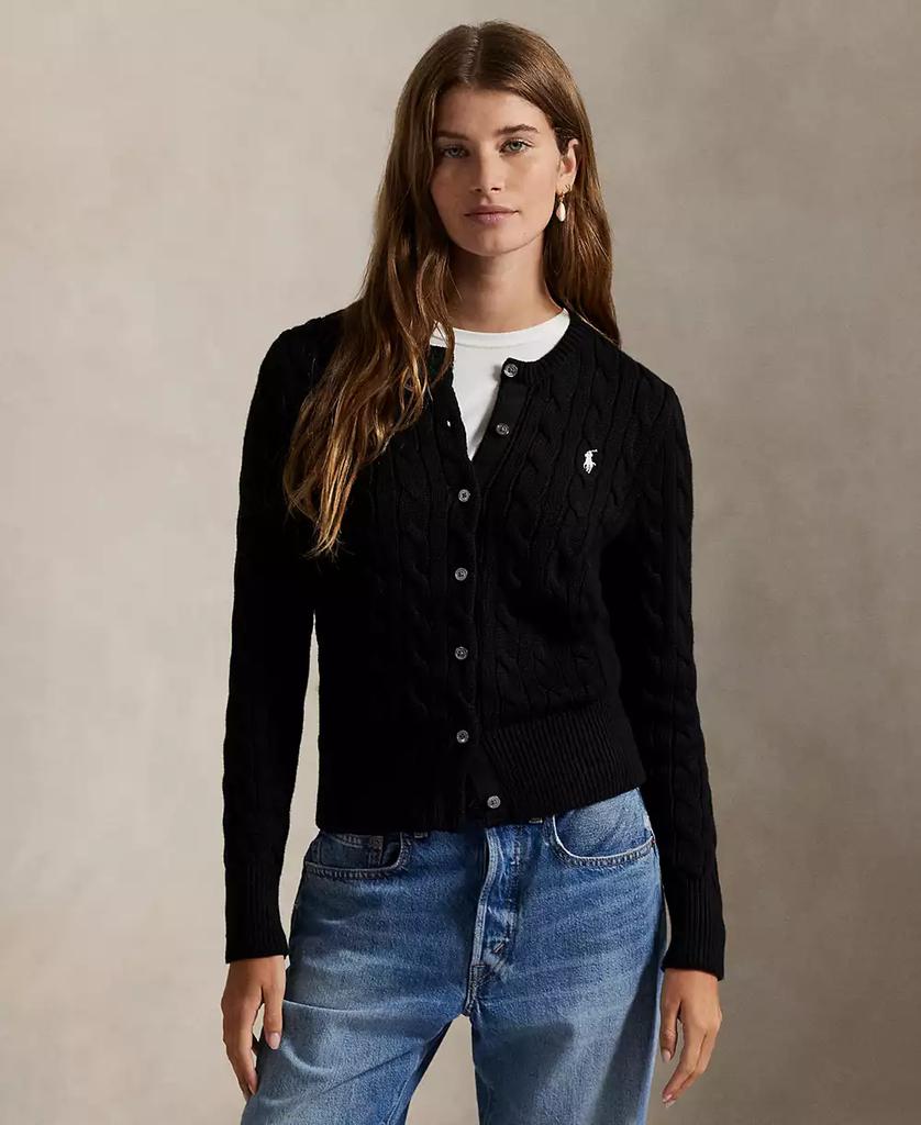 Ralph Lauren Women's Cable-Knit Cotton Crewneck Cardigan Sweater