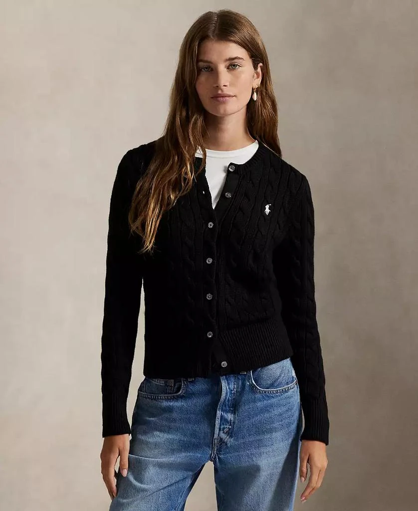 Ralph Lauren Women
s Cable-Knit Cotton Crewneck Cardigan Sweater 1