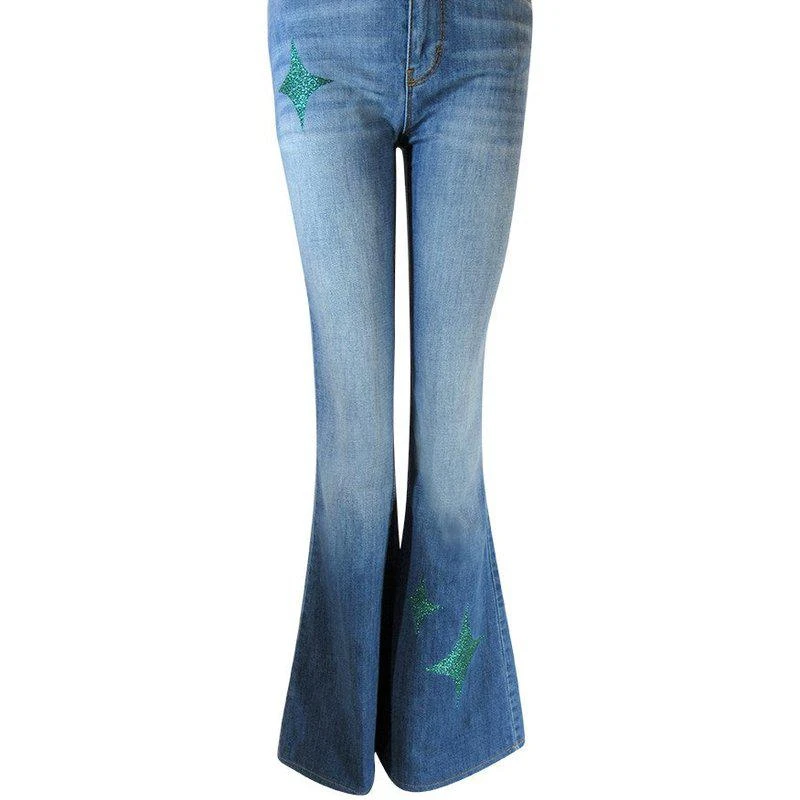 Designing Hollywood Denim Emerald Jean With Glitter Star 1