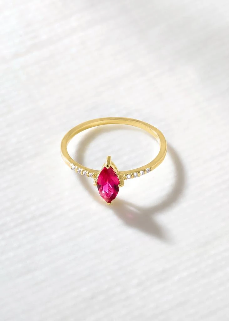 Tiramisu 14K Gold Plated Over 925 Sterling Silver Lab Created Ruby Ring with Accents 4
