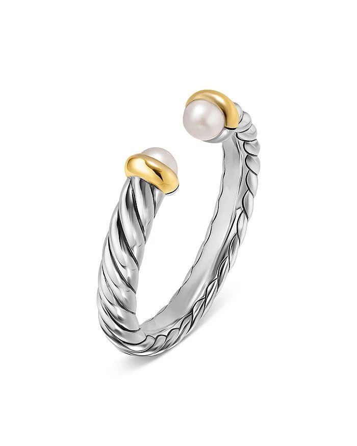 David Yurman Petite Cable Open Ring in Sterling Silver with 14K Yellow Gold, 3.4mm 3