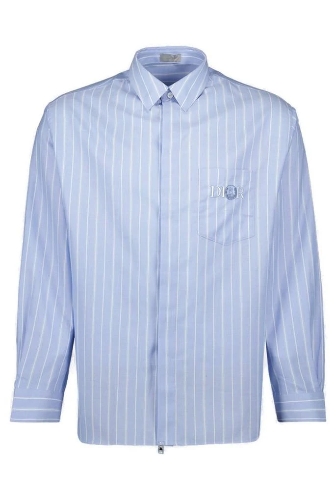 Dior Dior Homme Logo Embroidered Striped Long-Sleeved Shirt 1