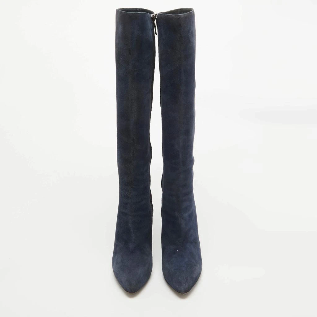 Dior Dior Blue Suede Knee Length Boots Size 37 3