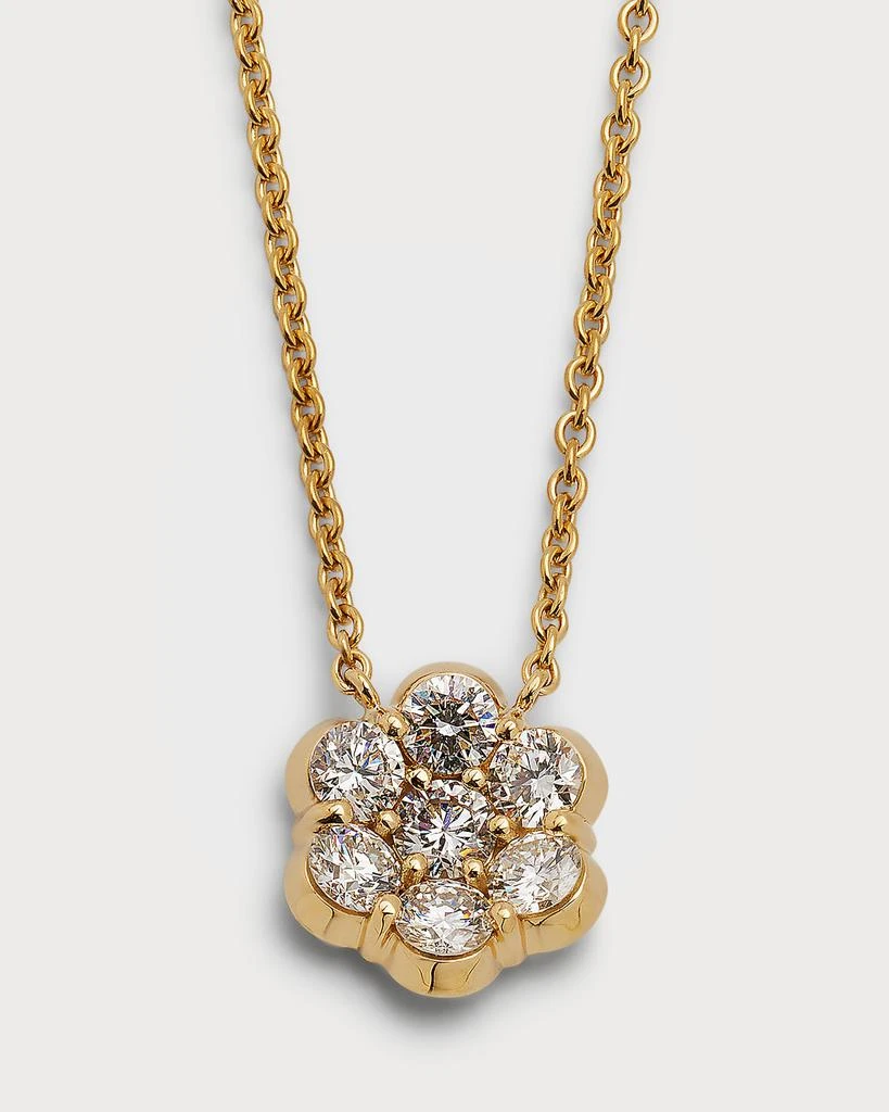 Bayco 18k Yellow Gold Flower Diamond Pendant Necklace 1
