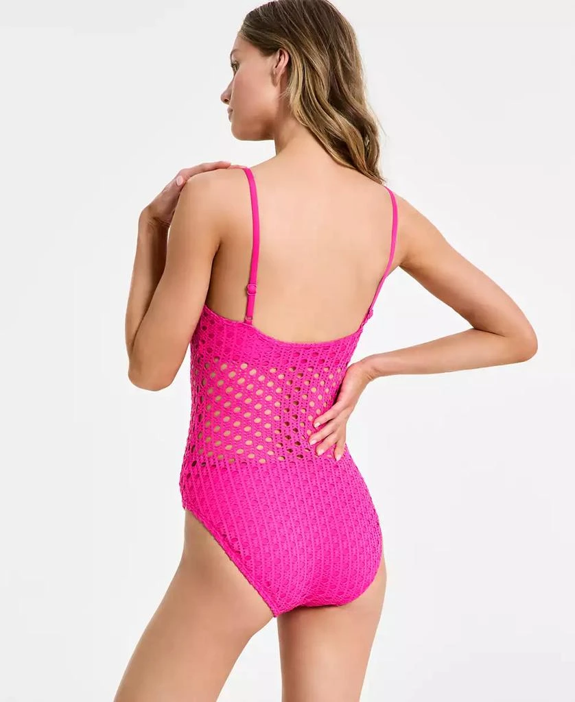 Carmen Marc Valvo Women's Crochet Scoop-Neck One-Piece Swimsuit 4