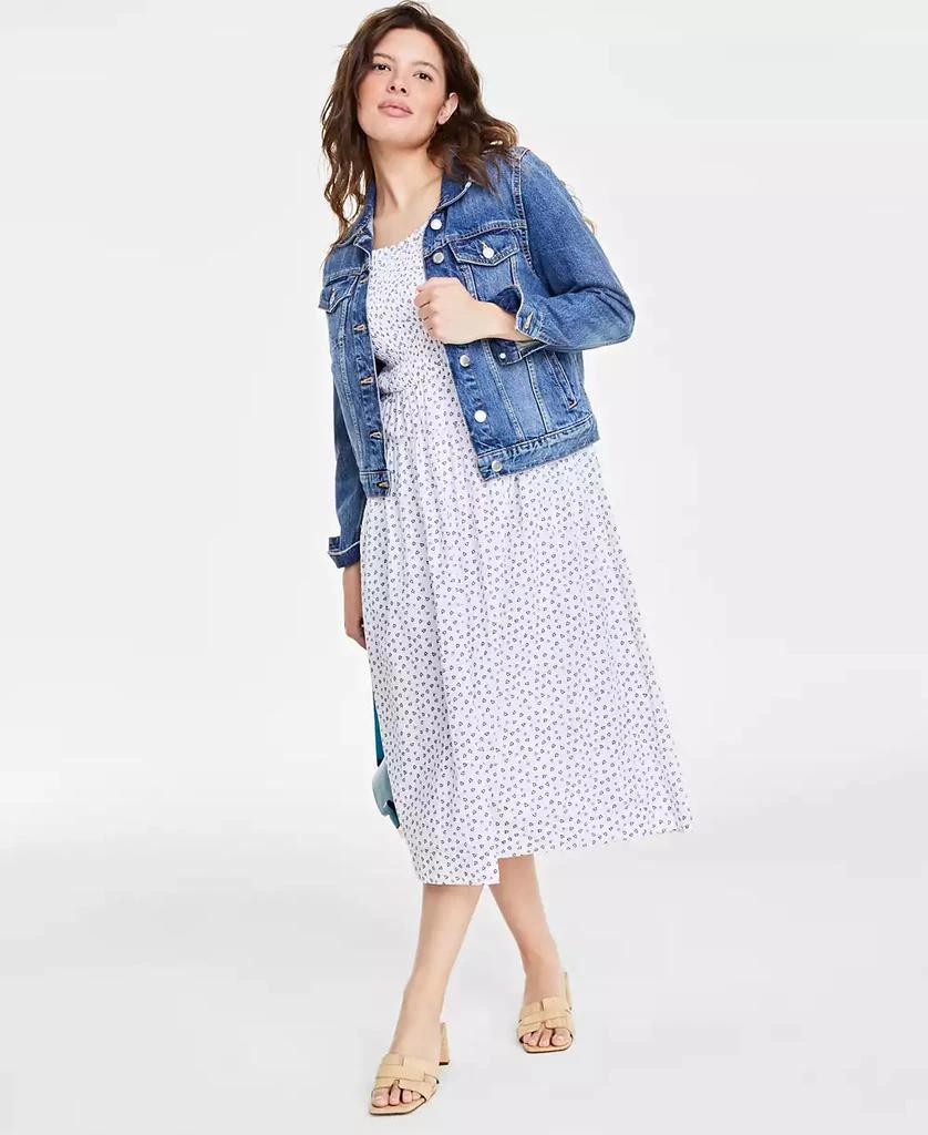 On 34th Women's Printed Smocked-Bodice Midi Dress, Created for Macy's 2