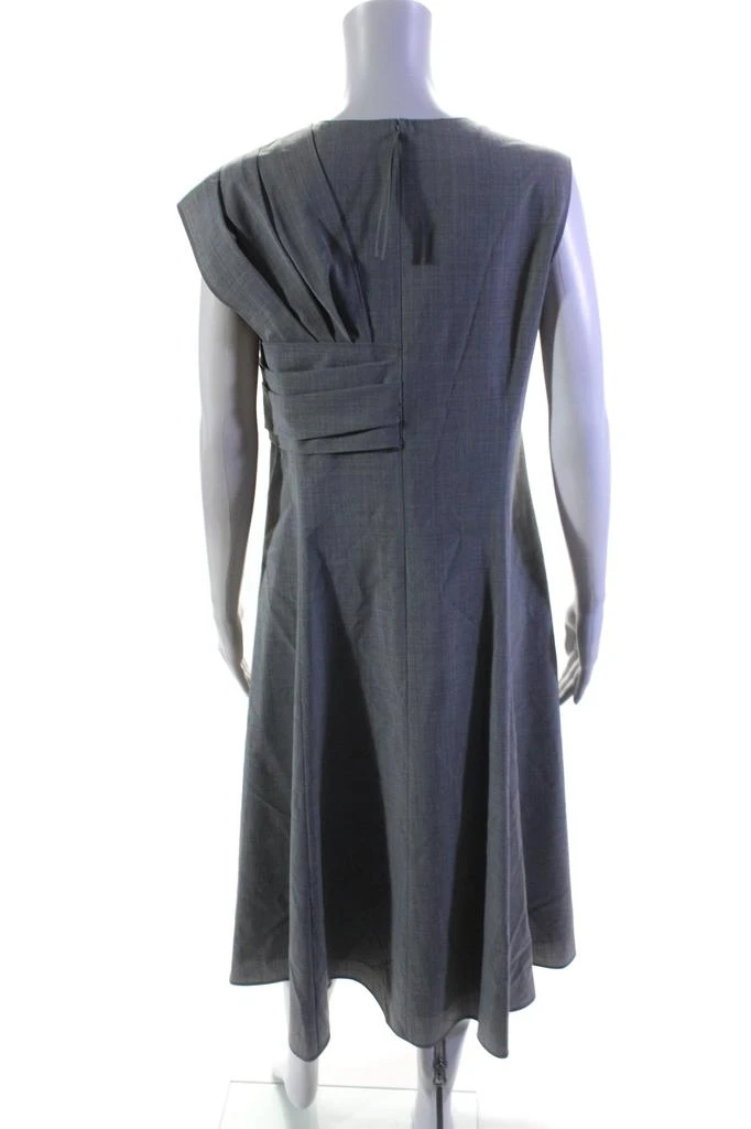 Adeam Womens Twisted Front V-Neck Sleeveless A-Line Francis Dress Gray 3