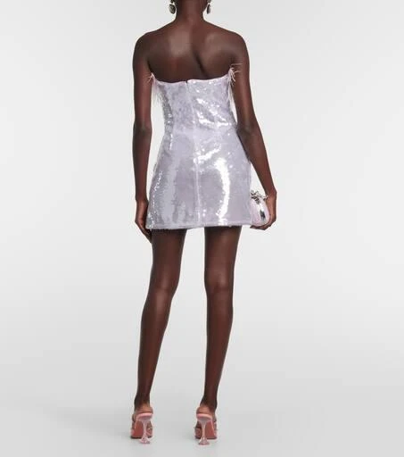 Self Portrait Feather-trimmed sequined minidress 3