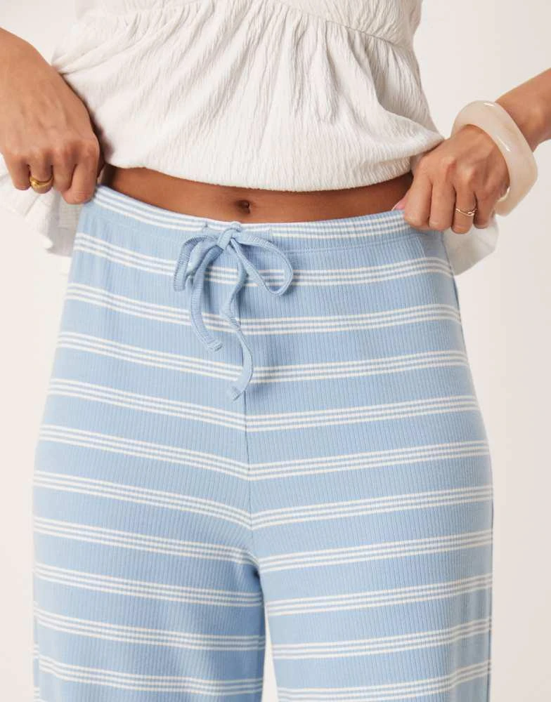 ASOS ASOS DESIGN stripe wide leg mid rise trousers co ord in baby blue 2