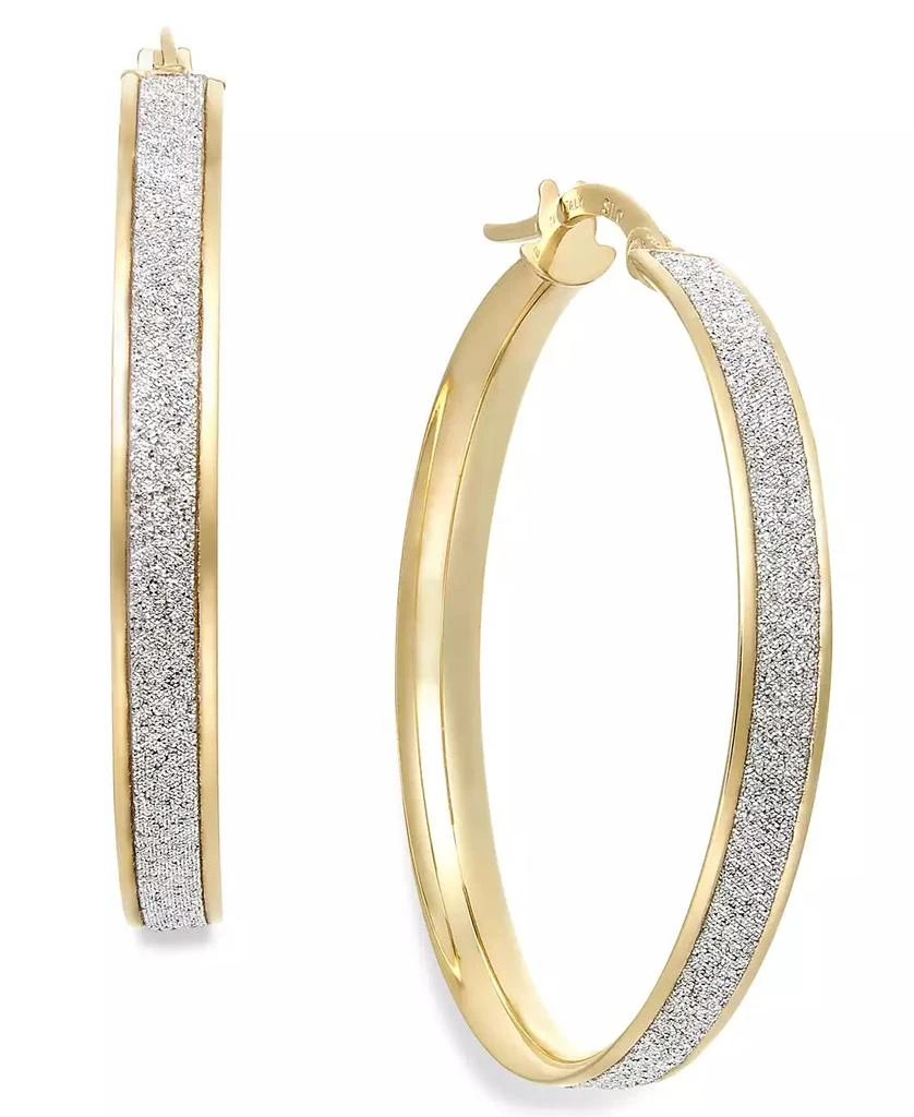 Italian Gold Glitter Hoop Earrings in 14k Gold (30mm)