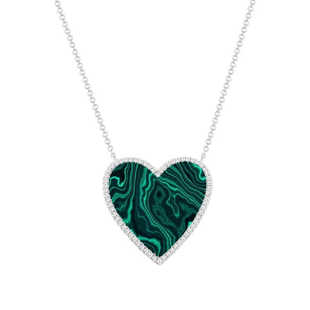 Sabrina Designs 14k Gold Diamond & Malachite Heart Necklace 6