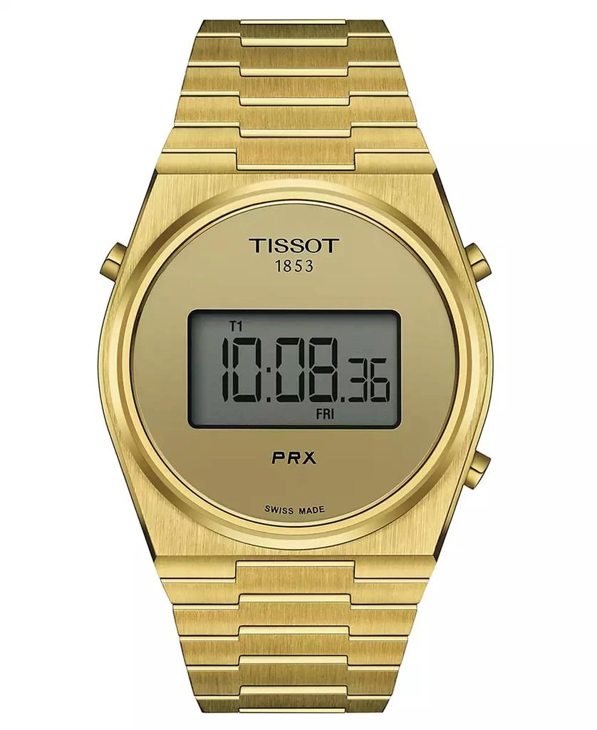 Tissot Men's Digital PRX Gold PVD Stainless Steel Bracelet Watch 40mm 1