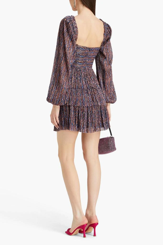 REBECCA VALLANCE Blossom tiered printed plissé-crepon mini dress 3