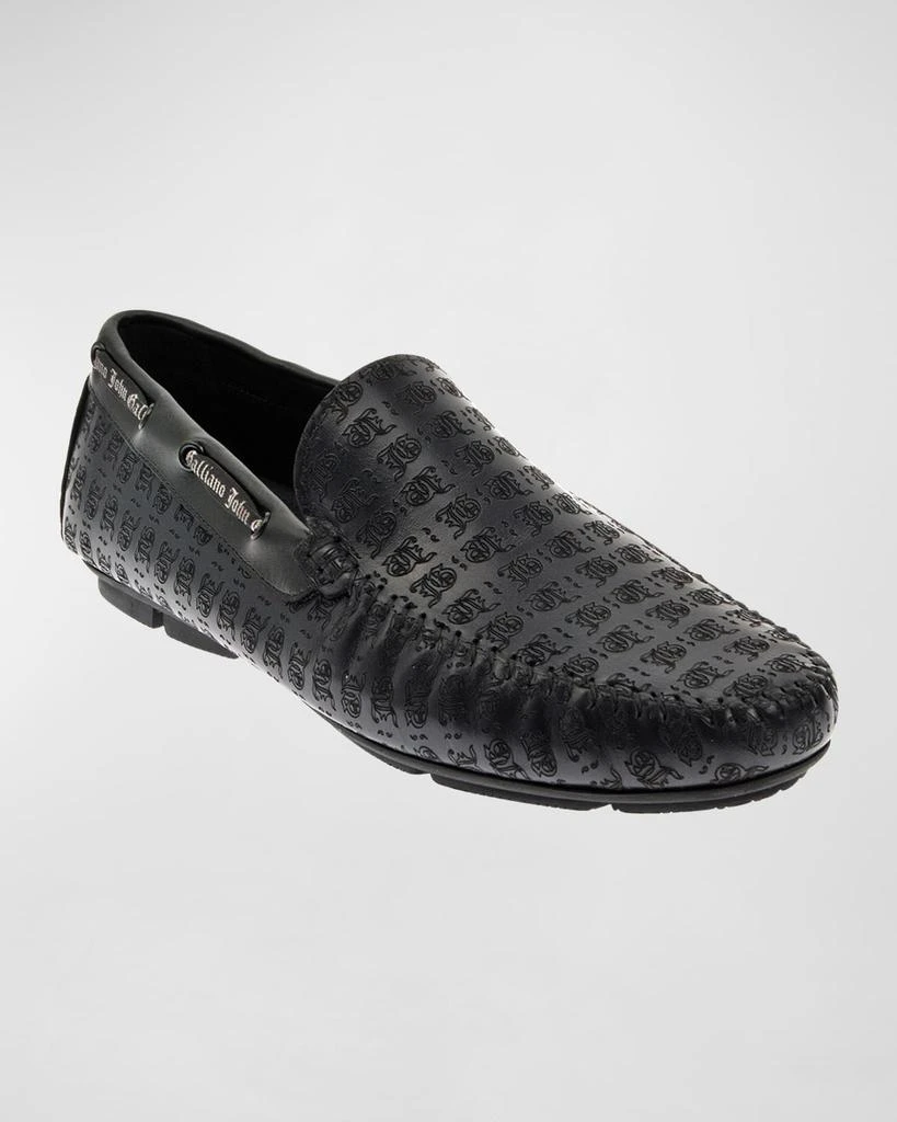 John Galliano Paris Men's Monogram Leather Drivers 2