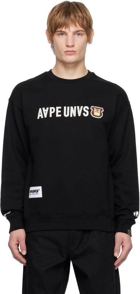 AAPE Black 'AAPER' Crewneck Sweatshirt