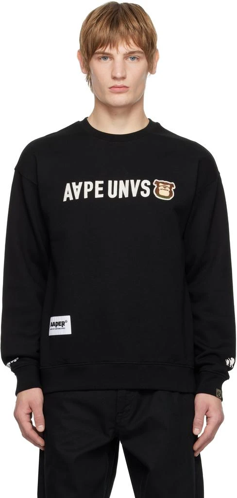 AAPE Black 'AAPER' Crewneck Sweatshirt 1