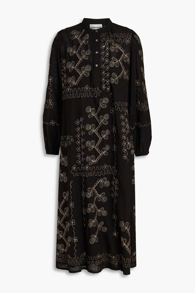 ANTIK BATIK Oriane metallic embroidered cotton-gauze midi dress