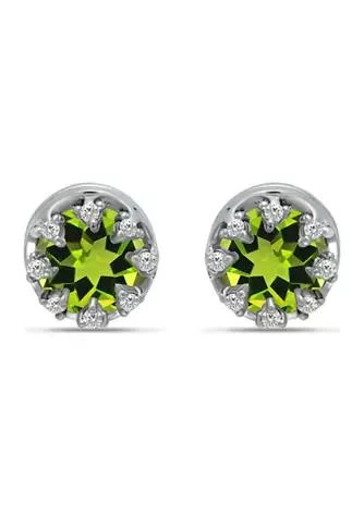 Belk 
Co. Co. 1 1 5 Ct. 6Mm Round Peridot And White Topaz Crown Stud Earrings Sterling Silver