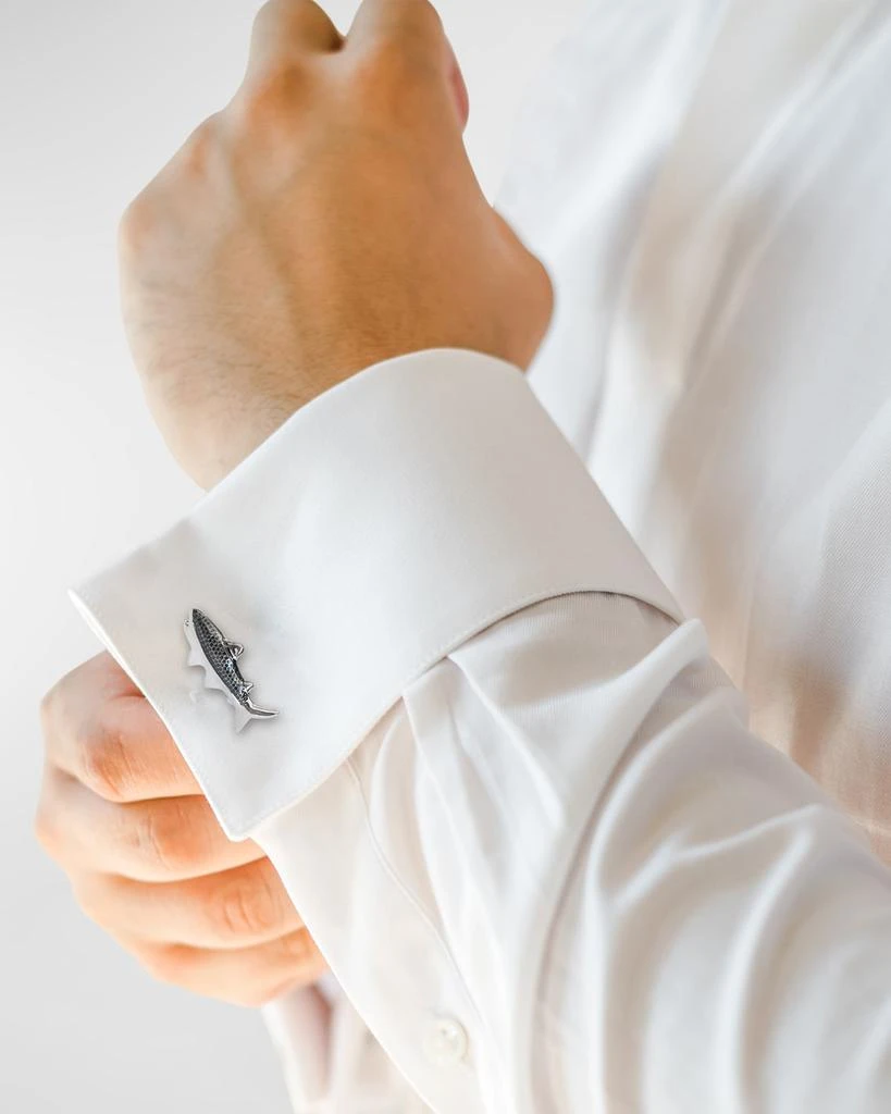 LINK UP Men's Silvertone Shark Cufflinks 2