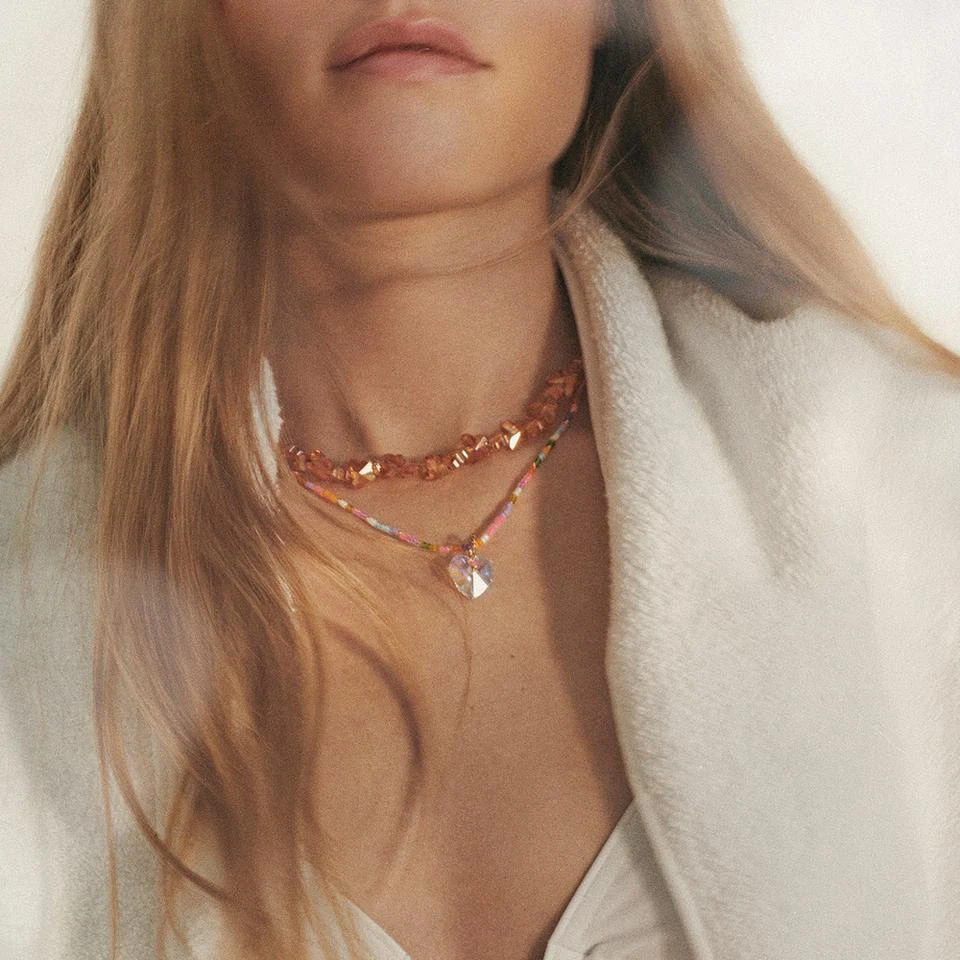 Anni Lu Anni Lu Hearty Eldorado Faux Opal and 18-Karat Gold Plated Bead Necklace 2