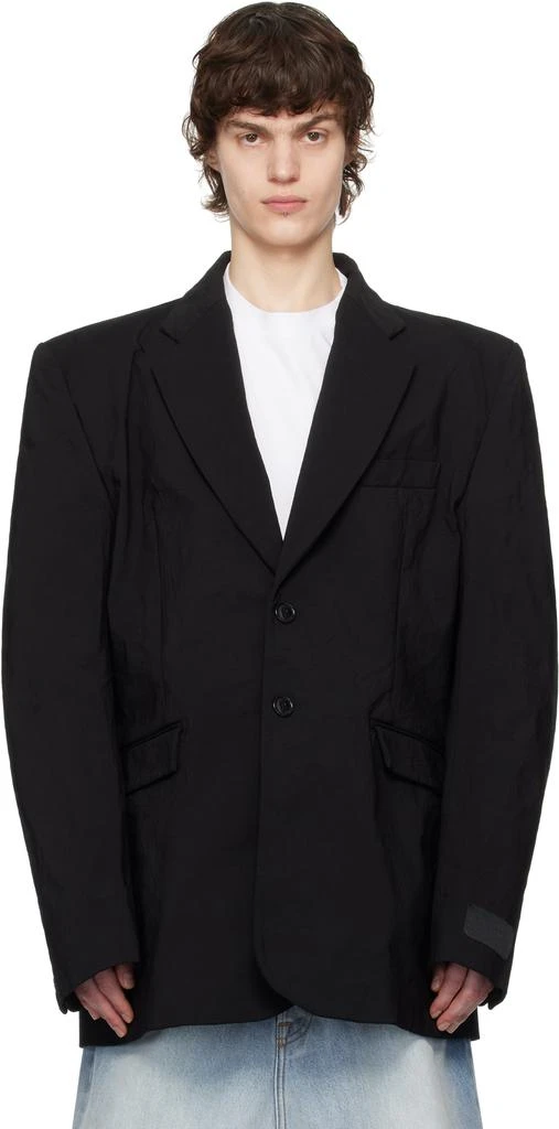 Vetements Black Metalized Wrinkled Single Breasted Blazer 1