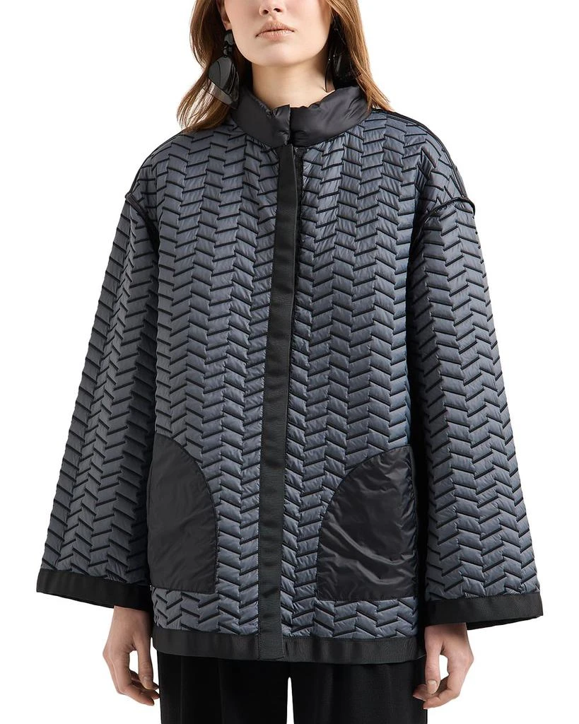 Emporio Armani Reversible Lightweight Quilted Nylon Puffer Jacket with Bell Sleeves 5