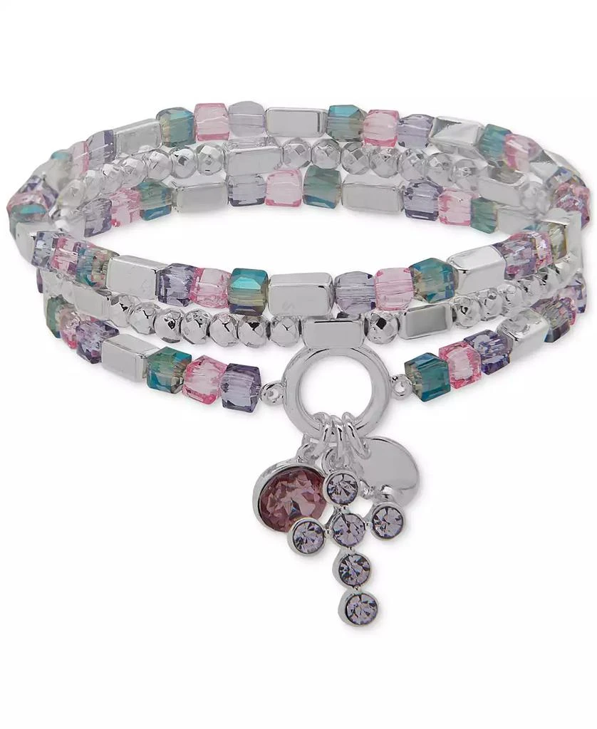 Nine West 3-Pc. Set Crystal Cross Mixed Bead Stretch Bracelets