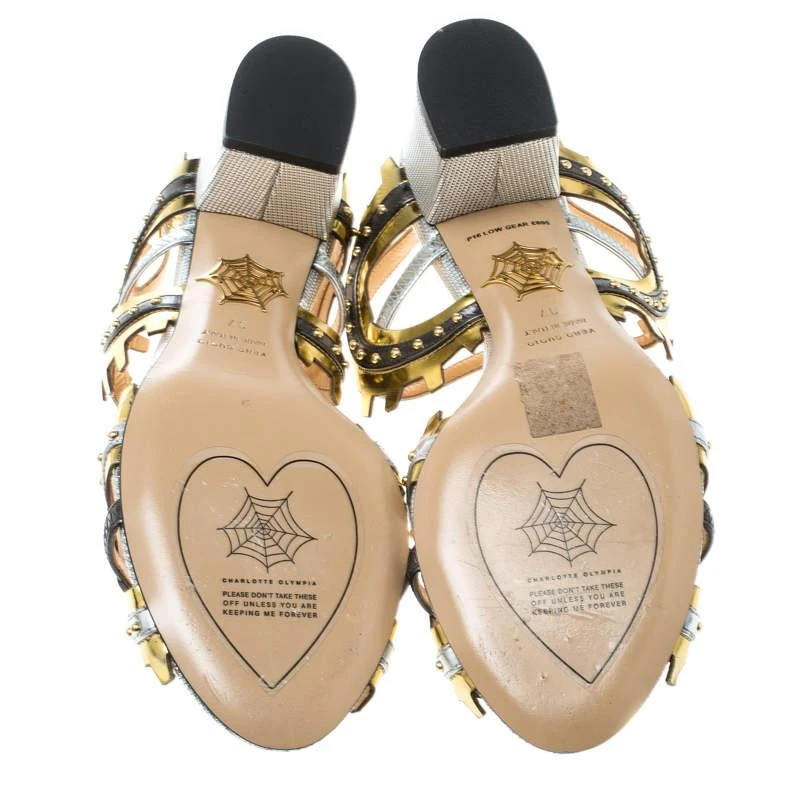 Charlotte Olympia Charlotte Olympia Multicolor Leather Studded Ankle Strap Sandals Size 37 6