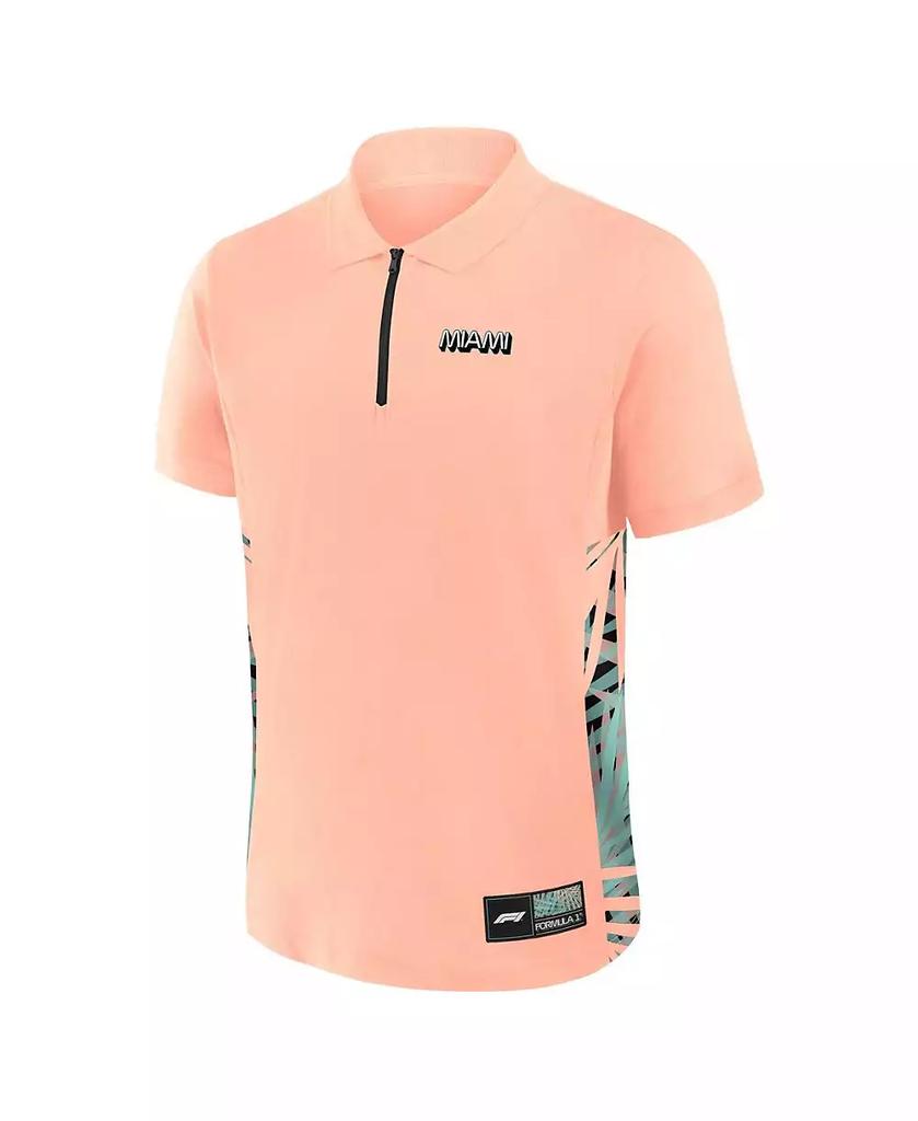 Formula 1 Men's Pink Miami Palms Panel Quarter-Zip Polo Shirt
