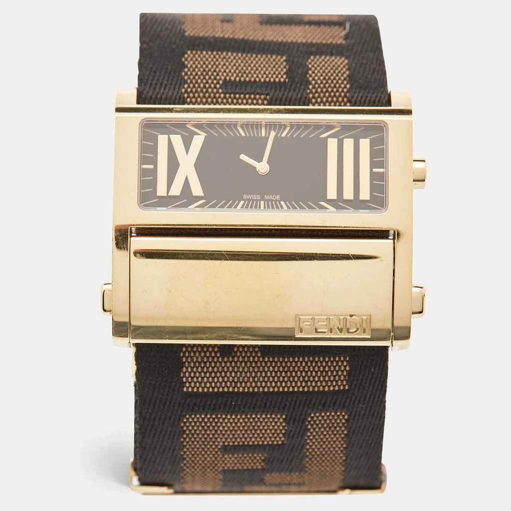 Fendi Fendi Black Gold Plated Stainless Steel Zip Code 1130G Women's Wristwatch 45.50 mm 1