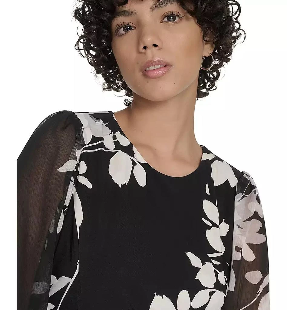 Petite Long-Sleeve Chiffon Combo Midi Dress – On Sale Now with Up to 61%  Off