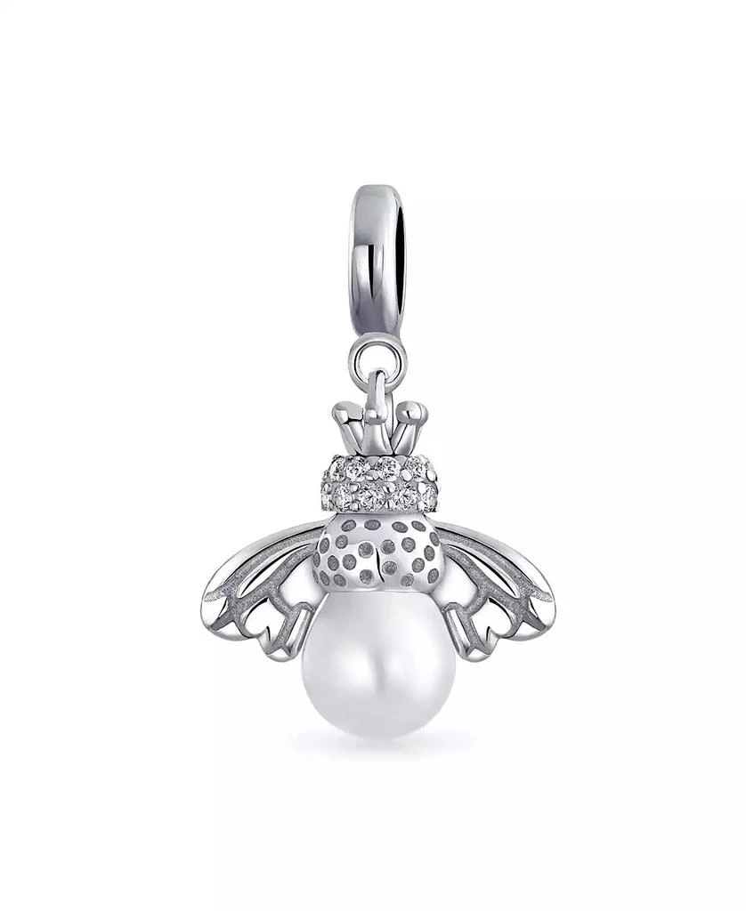 Bling Jewelry Garden Insect Pearl Queen Bee Dangle Charm Bead Mom Sterling Silver Bracelet