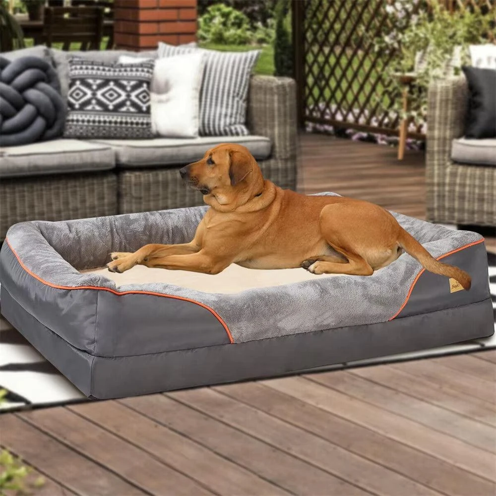 BORWART XXLarge Orthopedic Memory Foam Dog Bed with Waterproof Elevated Cushion and Removable Cover 3