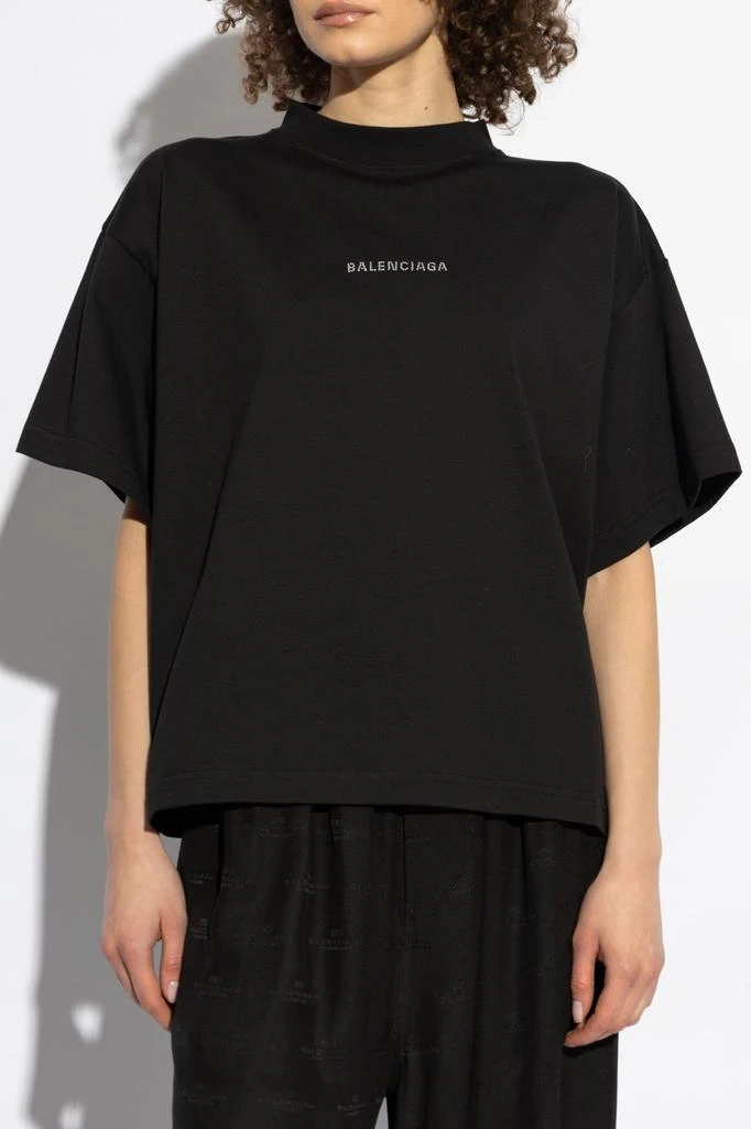 Balenciaga Balenciaga Logo Embellished Mockneck T-Shirt 2