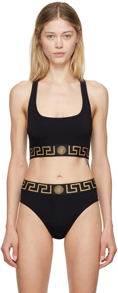 Versace Black Greca Border Scoop Bralette 1
