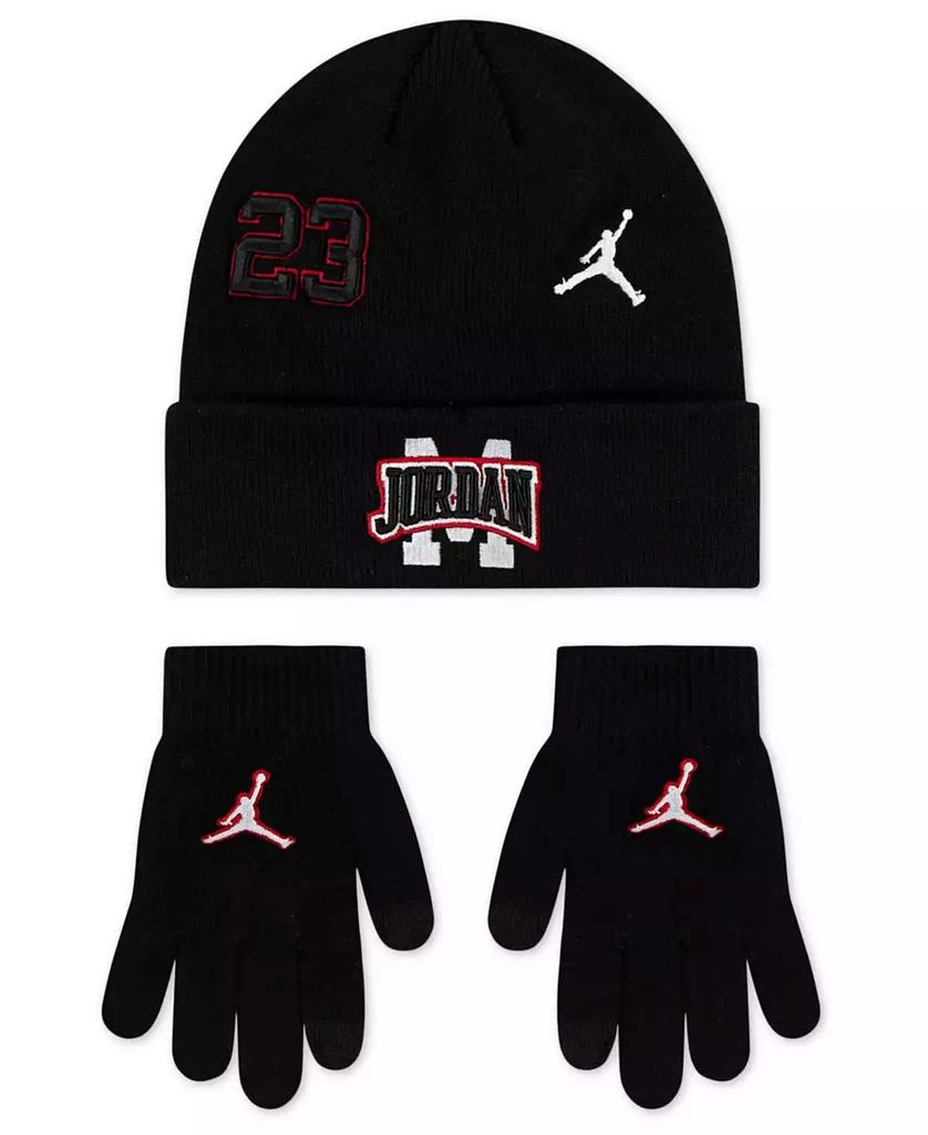 Jordan Boys and Girls 2-Piece Neutral Patch Beanie and Gloves Set