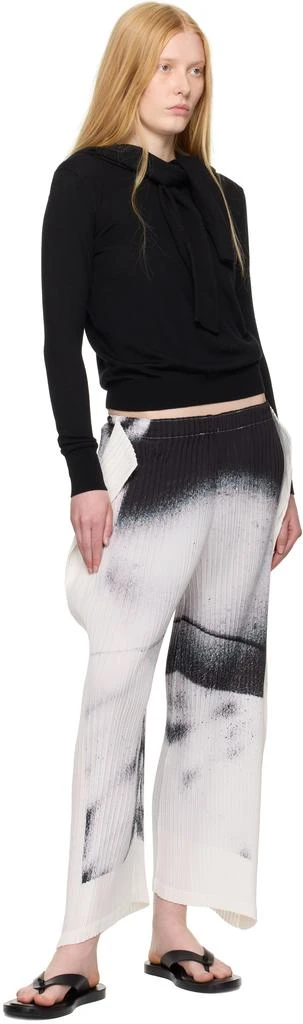 Issey Miyake White & Black Shadow Study Pleats Trousers 4