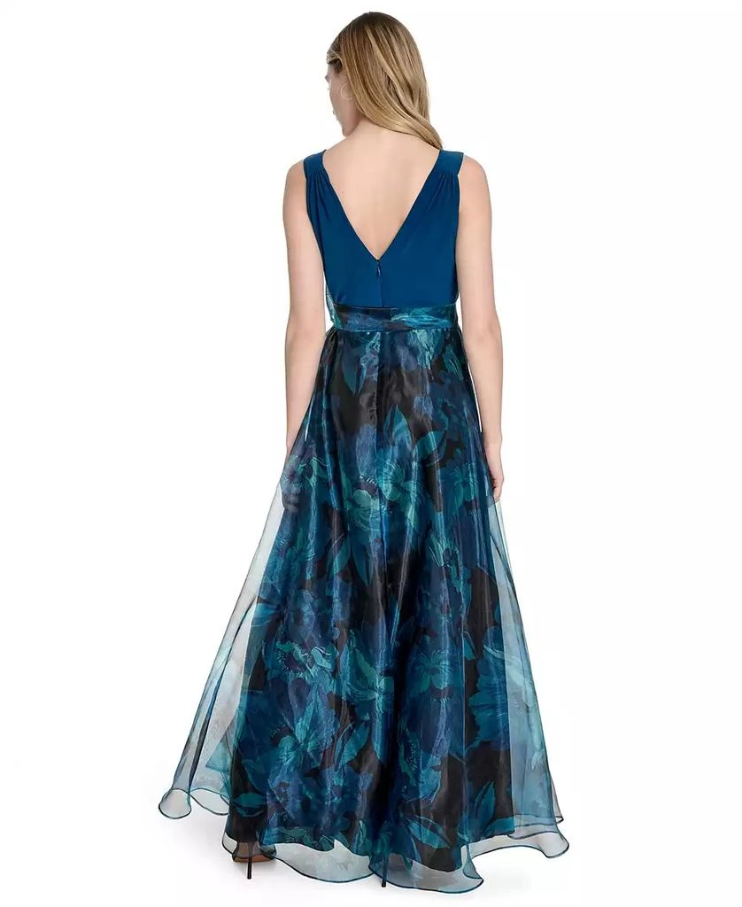 Eliza J Women's Surplice Printed-Skirt Sleeveless Gown 5
